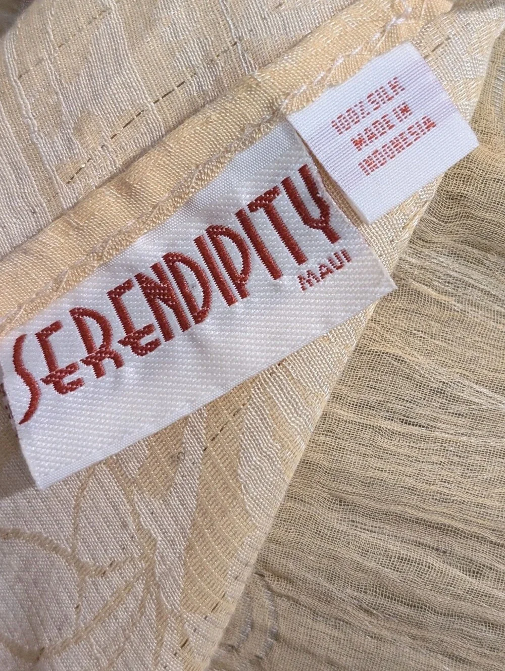 Serendipity 100% Silk Pale Yellow Sheer Gold Thread Fringed 62